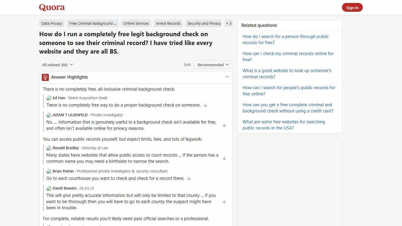 How to run a completely free legit background check on someone to see their criminal record - Quora
